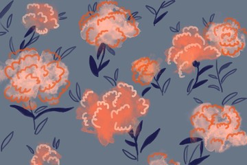Flowers on off-white background, Hand drawn pattern, for Spring Summer, good for Digital Print watercolor