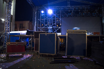 Preparing the stage for a concert