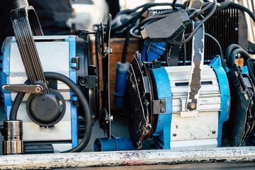 Close up of Studio lighting, Film crew production set