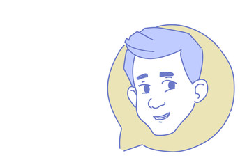 male head chat bubble profile icon man avatar support service call center concept sketch doodle character portrait horizontal