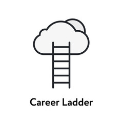 Career Ladder Cloud Goal Climbing Flat Color Line Stroke Icon Pictogram