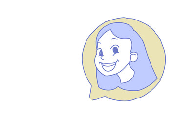 female head chat bubble profile icon woman avatar support service call center concept sketch doodle character portrait horizontal