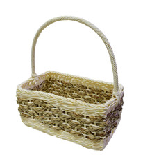 Blank rattan basket separated white background