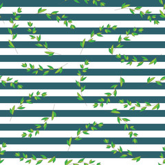 Vector background. Exotic plants on a striped background. Vintage style.
