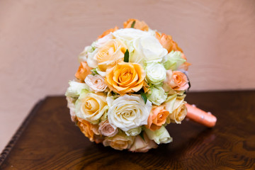 Beautiful bridal bouquet of different flowers