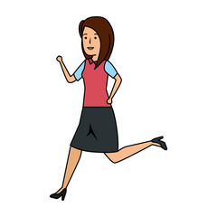 elegant businesswoman running character