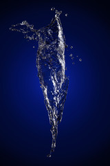 Water splash on dark-blue background