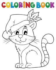 Coloring book Christmas cat theme 2