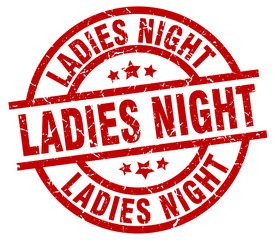 ladies night round red grunge stamp