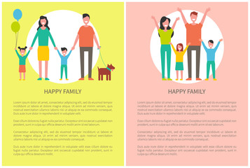 Happy Family Greets Everyone Hold Hands up Poster