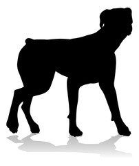 A detailed animal silhouette of a pet dog