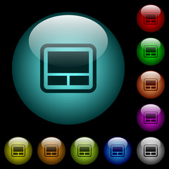 Laptop touchpad icons in color illuminated glass buttons