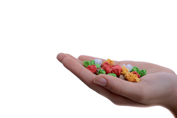 handful crumpled colorful paper