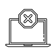 laptop with denied mark icon