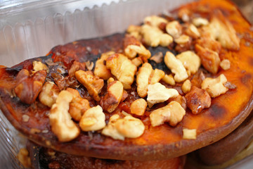 Baked pumpkin with nuts and honey