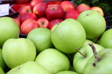 Red and green apples. Natural fruits