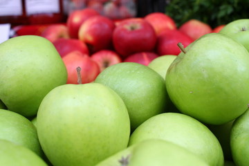 Red and green apples. Natural fruits