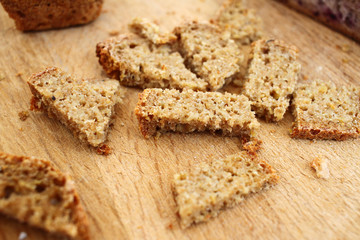 Homemade healthy bread gluten free. Colorful bread made from healthy cereals. healthy gluten-free bread, rooty . Background texture of bread. loaf