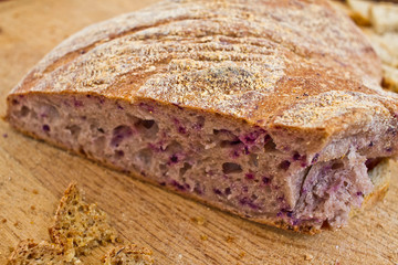Homemade healthy bread gluten free. Colorful bread made from healthy cereals. healthy gluten-free bread, rooty . Background texture of bread. loaf