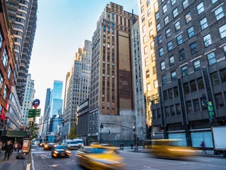 Foto op Plexiglas New York taxi New York Manhattan Ochtend