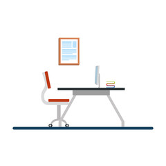 office workplace with desk and desktop scene