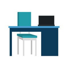 office workplace with desk and laptop scene