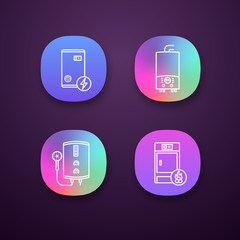 Heating app icons set