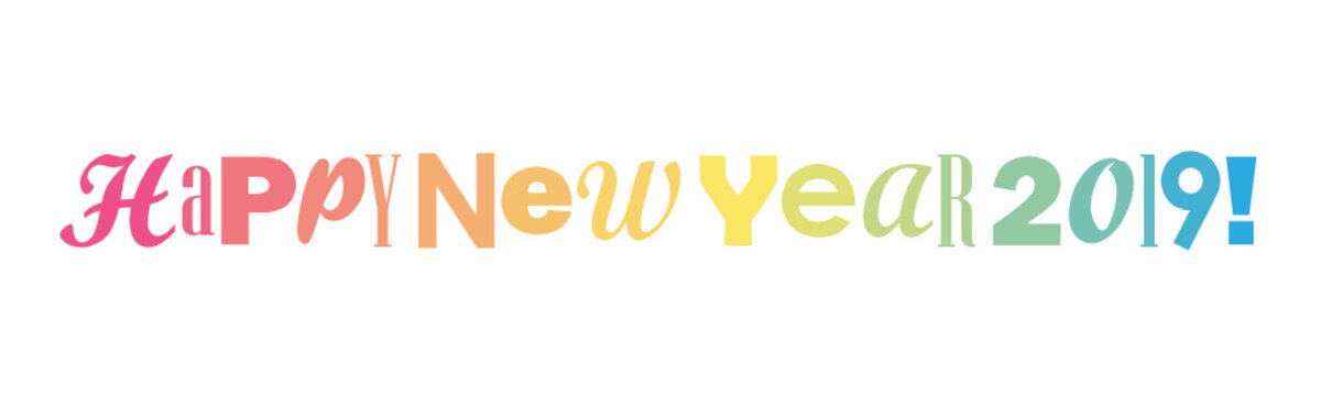HAPPY NEW YEAR 2019 colorful typography banner