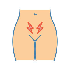 Menstrual cramps and pain color icon