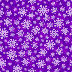 Christmas seamless pattern with white snowflakes over violet background.