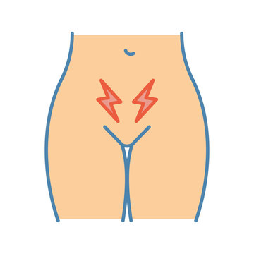Menstrual cramps and pain color icon