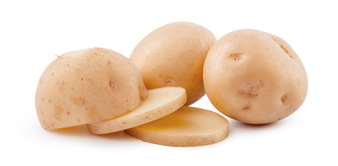 raw yellow potato isolated on white background