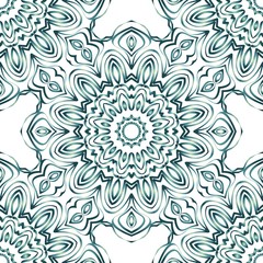 Decorative colorful ornament with round mandala decoration. symmetric seamless pattern . For print Bandanna, shawl, tablecloth, fabric fashion, scarf, design