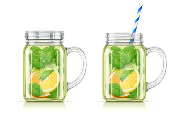 Refreshing lemon, orange, peppermint and cucumber detox water.