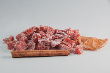 Candied dried fruit and candy fruit as a morning treat