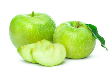 Ripe green apple isolated on a white background