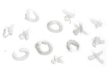 Fake snow spray shape isolated on white background