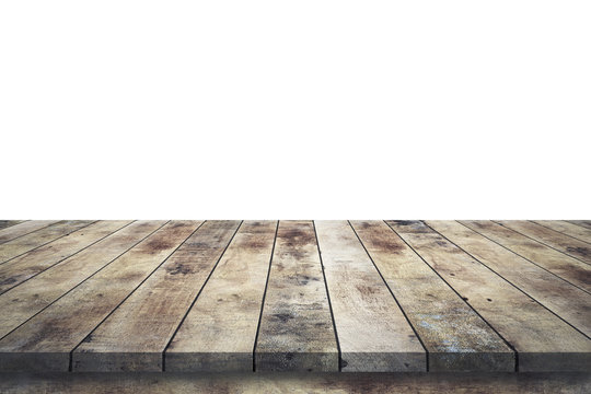 wood table or wood floor isolated on white