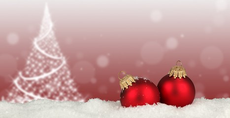 Fototapeta na wymiar christmas background - snow with christmas balls and blurred background