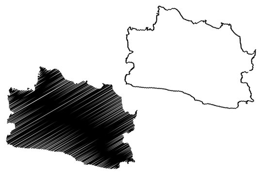 West Java (Subdivisions of Indonesia, Provinces of Indonesia) map vector illustration, scribble sketch Jawa Barat map