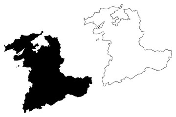 Bern (Cantons of Switzerland, Swiss cantons, Swiss Confederation) map vector illustration, scribble sketch Canton of Bern map