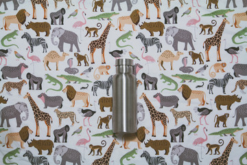 Heat Insulating Bottle Stainless Steel Keep-warm Bottle on animal pattern background