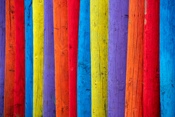 multicolored wooden fences