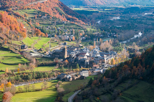 beautiful valley at pyrenees on autumn season, Spain