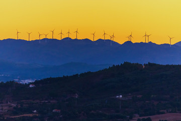 Wind Turbines High Hill Green Energy Generate Power Sunset