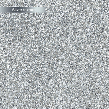 Silver glitter texture Vector realistic. Detailed 3d illustration decors template