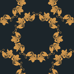 seamless floral pattern with beetle on the leaves