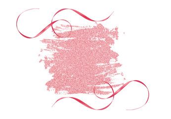 Pink glitter brushstrokes and twisted satin ribbons