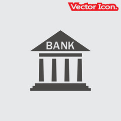 Bank icon isolated sign symbol and flat style for app, web and digital design. Vector illustration.