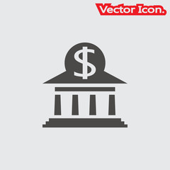 Bank icon isolated sign symbol and flat style for app, web and digital design. Vector illustration.